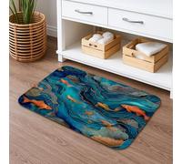 Ocean Waves Tapis de bain à séchage rapide Motif poissons colorés abstrait antidérapant en flanelle lavable pour salle de bain et toilettes 50,8 x 81,3 cm