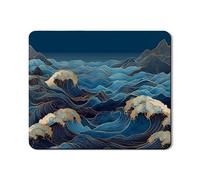 Ocean Waves Tapis de protection supérieure pour lave-linge et sèche-linge, inspiration japonaise, motif vagues bleues, élégant tapis en caoutchouc antidérapant et imperméable pour la maison, 50,8 x 61