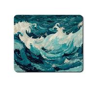 Ocean Waves Tapis de protection supérieure pour lave-linge, motif artistique turquoise, en caoutchouc nautique, antidérapant, imperméable, pour buanderie, 50,8 x 61 cm