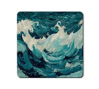 Ocean Waves Tapis de protection supérieure pour lave-linge, motif artistique turquoise, en caoutchouc nautique, antidérapant, imperméable, pour buanderie, 61 x 61 cm