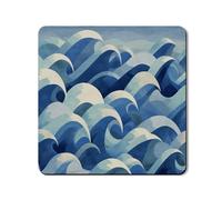 Ocean Waves Tapis de protection supérieure pour machine à laver et sèche-linge, motif vagues bleues, tapis moderne en caoutchouc antidérapant et imperméable pour buanderie, 61 x 61 cm