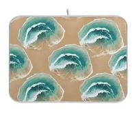 Ocean Waves Tapis de séchage pour comptoir de cuisine Motif vagues de sable Bleu 40,6 x 45,7 cm