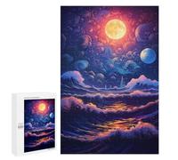 Ocean Waves Under Full Moon, 1000 PCS Puzzle Décoratif en Bois, Cadeau De Fin D’année - pour Un Défi Gratifiant Le W nd
