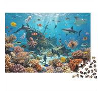 Ocean Wildlife Jigsaw Puzzles 1000 Piècess Recycled Sunken Ship Senior Puzzles Party Game Props Great Cadeau Idea for Family and Friends Birthdays 70x50cm/1000pcs