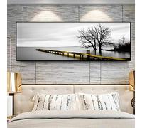 OCEANGOD Calme Lac Surface Jaune Long Pont Scène Toile Peintures Paysage Affiches et Impressions Mur Art Photos Chambre Décor 55x165 cm Sans Cadre