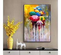 OCEANGOD Portrait Abstrait Peintures Impression sur Toile Art Prints Fille Tenant Un Parapluie Mur Art Photos Maison Décoration Murale 50x70cm Sans Cadre