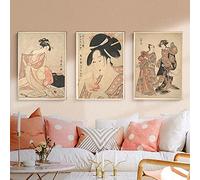 OCEANGOD Toile Mur Art Rétro Japonais Femme Portrait Affiche Oeuvre Peintures Vintage Art Prints Japonais Moderne Décor À La Maison 60x80cmx3pcs Sans Cadre