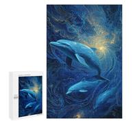 Oceanic Serenity Dolphins in Blue Puzzle 1000 Pièces Educa Jouet en Bois Cadeau Unique Décoration Intérieure Jeu Éducatif Challenge Toy Adultes Et Enfants À Partir De 14 Ans 1000 PCS