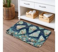 Oceanic Tapis de bain à séchage rapide, motif pierres de mer côtières, antidérapant, lavable en flanelle, pour salle de bain, toilettes, toilettes, décoration, 50,8 x 81,3 cm, corail