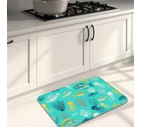 Oceanic Tapis de cuisine moderne pour sol, motif créatures océaniques, tapis doux, confortable, lavable, décoration pour éviers, buanderie, salle de bain, 40,6 x 61 cm