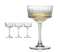 Oceano Lot de 4 verres à champagne et cocktails en cristal sculpté tasses rétro de style vintage de 250 ml, idéal pour les bulles, les martins et les desserts, design élégant pour les cérémonies et
