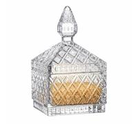 OCEANO Sucrier en verre avec couvercle pointu élégant multifonction pour sucre, bonbons, maquillage, design à diamant sculpté, idée cadeau raffinée