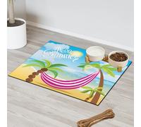 Oceans Beach Palm Trees Tapis d'alimentation pour chat et chien Tapis d'alimentation pour animal domestique Tapis d'alimentation absorbant Nti-Slip Contain les déversements Protège les sols Set de