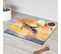 Oceans Sea Whale Tapis d'alimentation pour chat et chien Tapis d'alimentation pour animal domestique Tapis d'alimentation absorbant Nti-Slip Contain Spills Protège les sols Set de table 30,4 x 50,8 cm