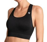 OCEANSAPART Beverly Brassière Sport Femme Dos Racerback Respirante sans Armature - Soutien Gorge Sport Femme Maintien Moyen pour Running, Yoga et Salle - Brassière sans Coutures - Noir - l