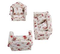 Oceanside Dollhouse Furniture, 1:12 Flower Pattern Dollhouse Accessoires avec Coussins Arrière, Mini Meubles pour Scale Dollhouse, Poupée (5,31)