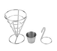 Oceanside French Fries Stand, Cone French Holder Avec Tasse de Sauce Attachée, Porte Frites en Métal pour Cuisine, Restaurant, Fournitures de Fête (Tasse unique)