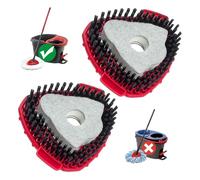 Oceda Lot de 2 têtes de balai à récurer pour système EasyWring 1 réservoir, tête de brosse à poils rigides avec tampon à récurer intégré pour nettoyer en profondeur les sols et les carreaux