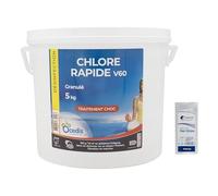 OCEDIS Chlore Rapide V60 Granulé - 5kg | Chlore Choc Stabilisé - Désinfection Choc - Dissolution Rapide + 10 Tests HPS OFFERTS 6 en 1