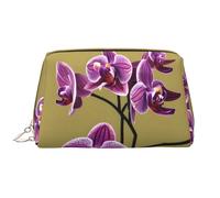OCELIO Belle trousse de maquillage portable en cuir d'orchidées (grande), pochette en cuir avec fermeture éclair, trousse de toilette, sac de voyage, sac de rangement de voyage, blanc, taille unique,