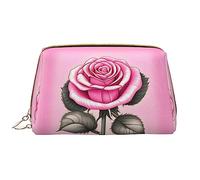 OCELIO Belle trousse de maquillage portable en cuir rose (grand), pochette en cuir avec fermeture éclair, trousse de toilette, sac de voyage, sac de rangement de voyage, blanc, taille unique, blanc,
