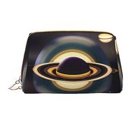 OCELIO Belle trousse de maquillage portable en cuir Saturn (grand), pochette en cuir avec fermeture éclair, trousse de toilette, sac de voyage, sac de rangement de voyage, blanc, taille unique, blanc,