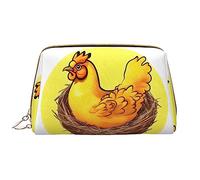 OCELIO Bird'S Nest Golden Chicken Leather Portable Cosmetic Bag (Large), Pochette en Cuir Fermeture Éclair, Trousse de toilette Sac de voyage, Sac de rangement de voyage, Blanc, Taille unique, blanc,