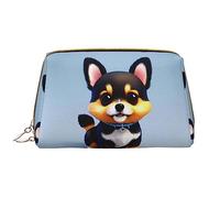 OCELIO Card Love Fancy Puppy Sac à cosmétiques portable en cuir (grand), pochette en cuir avec fermeture éclair, trousse de toilette, sac de voyage, sac de rangement de voyage, blanc, taille unique,