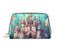 OCELIO Classical Castle Trousse de maquillage portable en cuir (grand), pochette en cuir avec fermeture éclair, trousse de toilette, sac de voyage, blanc, taille unique, blanc, Taille unique