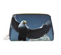 OCELIO Eagle Under The Stars Trousse de maquillage portable en cuir (grand), pochette en cuir avec fermeture éclair, trousse de toilette, sac de voyage, blanc, taille unique, blanc, Taille unique