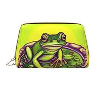 OCELIO Frog In A Pond Trousse à cosmétiques portable en cuir avec fermeture éclair Taille L Blanc Taille unique, blanc, Taille unique
