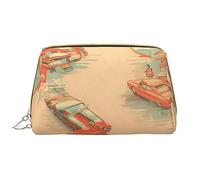 OCELIO Grande trousse de maquillage portable en cuir avec fermeture éclair pour affiche, trousse de toilette, sac de rangement de voyage, blanc, taille unique, blanc, Taille unique