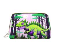 OCELIO Grande trousse de maquillage portable en cuir de dinosaure vert avec fermeture éclair, trousse de toilette, sac de rangement de voyage, blanc, taille unique, blanc, Taille unique