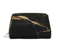 OCELIO Grande trousse de maquillage portable en cuir marbré noir doré avec fermeture éclair, trousse de toilette, sac de rangement de voyage, blanc, taille unique, blanc, Taille unique