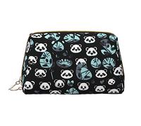 OCELIO Grande trousse de maquillage portable en cuir noir et blanc avec motif de panda avec fermeture éclair, trousse de toilette, sac de rangement de voyage, blanc, taille unique, blanc, Taille