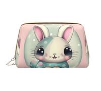 OCELIO Grande trousse de maquillage portable en cuir rose avec fermeture éclair, trousse de toilette, sac de rangement de voyage, blanc, taille unique, blanc, Taille unique