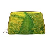 OCELIO Grassland Paths Trousse de maquillage portable en cuir (grand), pochette en cuir avec fermeture éclair, trousse de toilette, sac de voyage, blanc, taille unique, blanc, Taille unique