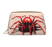OCELIO Jolie petite araignée rouge en cuir portable (grand), pochette en cuir avec fermeture éclair, trousse de toilette, sac de voyage, blanc, taille unique, blanc, Taille unique