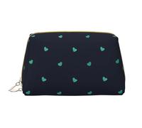OCELIO Jolie trousse de maquillage portable en cuir avec fond bleu (grand), pochette en cuir à fermeture éclair, trousse de toilette, sac de voyage, sac de rangement de voyage, blanc, taille unique,