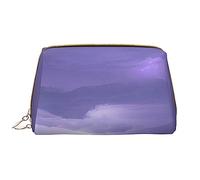 OCELIO Lightning Storm Trousse de maquillage portable en cuir (grand), pochette en cuir avec fermeture éclair, trousse de toilette, sac de voyage, blanc, taille unique, blanc, Taille unique
