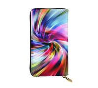 OCELIO Long portefeuille en cuir pour femme, organisateur de cartes, portefeuille à fermeture éclair en métal, sac pour cartes de crédit pour femme, pochette élégante tie-dye, noir, taille unique,