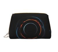 OCELIO Mysterious Cosmic Trousse à cosmétiques portable en cuir avec trous noirs (grand), pochette en cuir à fermeture éclair, trousse de toilette, sac de voyage, sac de rangement de voyage, blanc,