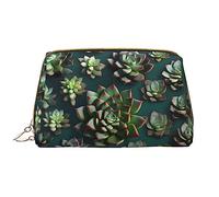 OCELIO Sac à cosmétiques portable en cuir pour plantes succulentes (grand), pochette en cuir avec fermeture éclair, trousse de toilette, sac de voyage, blanc, taille unique, blanc, Taille unique