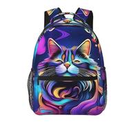 OCELIO Sac à dos à bandoulière léger et décontracté pour femme, motif chat avec fumée vive pour randonnée, loisirs, sport, voyage, ordinateur portable, noir, One Size