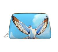 OCELIO Seagulls In Flight Trousse à cosmétiques portable en cuir (grand), pochette en cuir avec fermeture éclair, trousse de toilette, sac de voyage, sac de rangement de voyage, blanc, taille unique,