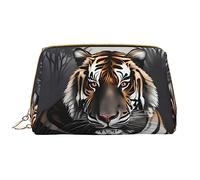 OCELIO Tiger At Rest Trousse de toilette portable en cuir (grande), pochette en cuir avec fermeture éclair, trousse de toilette, sac de rangement de voyage, blanc, taille unique, blanc, Taille unique