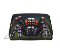 OCELIO Trousse de maquillage portable en cuir avec fermeture éclair et motif araignées tropicales de la forêt tropicale, sac de voyage, blanc, taille unique, blanc, Taille unique