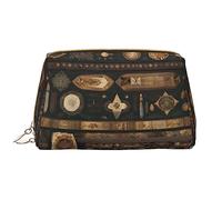 OCELIO Trousse de maquillage portable en cuir de style bohème (grand), pochette en cuir avec fermeture éclair, trousse de toilette, sac de voyage, blanc, taille unique, blanc, Taille unique