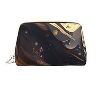 OCELIO Trousse de maquillage portable en cuir foncé de taille moyenne (grande), pochette en cuir avec fermeture éclair, trousse de toilette, sac de voyage, blanc, taille unique, blanc, Taille unique