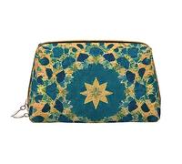OCELIO Trousse de toilette portable en cuir à motif quadrilatère (grand), pochette en cuir avec fermeture éclair, trousse de toilette, sac de voyage, sac de rangement de voyage, blanc, taille unique,